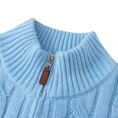 Autumn Winter Pullovers Sweaters Men'S Casual Stand-Up Collar Half-Zip Knitted Coat Fit