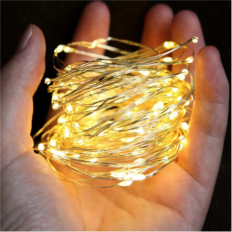 2/5/10M LED Copper Wire Light String Fairy Garland Battery Powered Garden Bedroom Party Wedding Christmas New Year Ornament