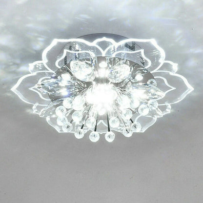 Creative LED Ceiling Light Crystal Flower Chandelier Bedroom Hallway Living Room Pendant Lamp Bedroom Kitchen Decoration Light