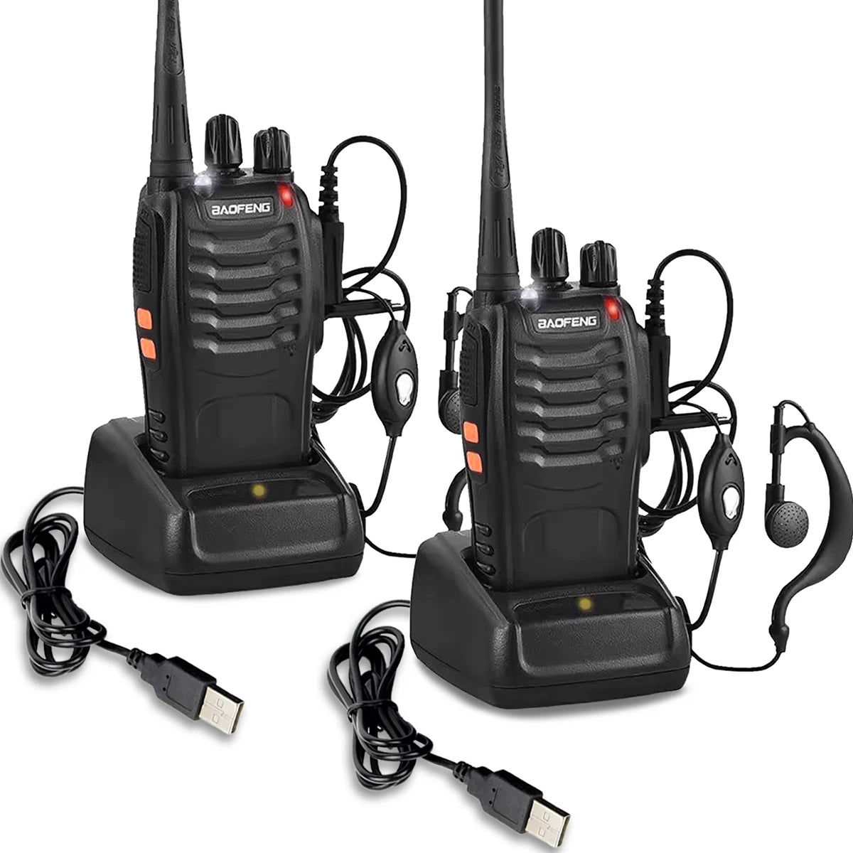 1PC/2PCS  Baofeng 888S Walkie Talkie BF-888S 5W Ham Two-Way Radio Set UHF 400-470MHz 16CH Walkie-Talkie Transceiver USB Charger