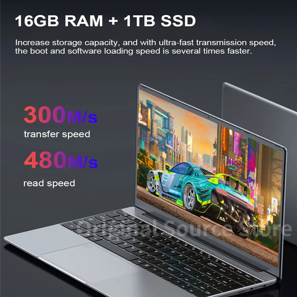 NEW 2024 Cheapest 15.6 inch Windows 11 Notebook Laptop 16GB RAM 1TB/512GB/256GB SSD 2048GB Fingerprint Unlock Gaming Computer