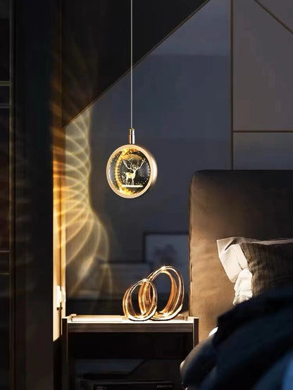 Gold Crystal led chandelier dandelion/deer/bubble pattern small pendant lamp living room bedroom bedside dinning room Home decor