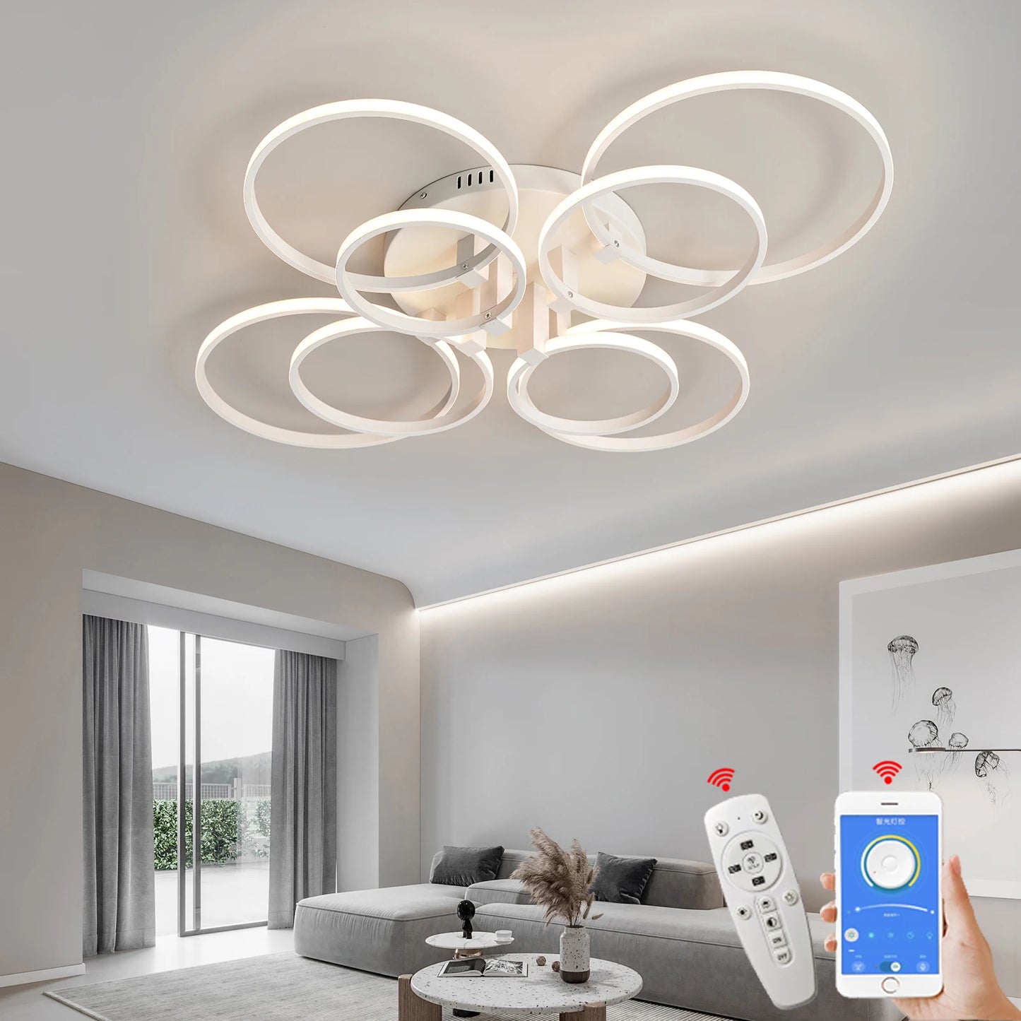 Smart Home Alexa Chandelier For Living Room Bedroom Home AC85-265V Modern Led Ceiling Chandelier Lamp Fixtures Free Shipping