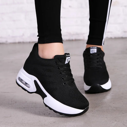 Women's Platform Mesh Breathable Sneakers Womens Spring New Casual Wedge Basket Shoes Tennis Female Thick Woman Summer Trainers