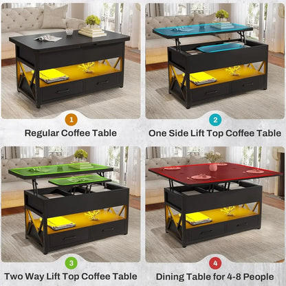 40" Lift Top Coffee Table 4 in 1 Coffee Tables with Storage for Living Room Small Farmhouse Coffee Table with 2 Drawers