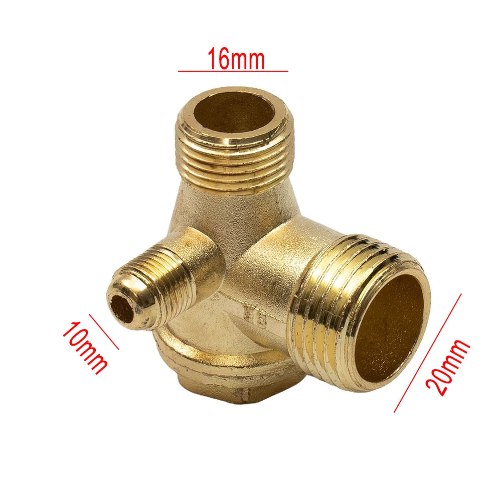 1pcs Male Thread Check Valve Connector With 3-Port Zinc Alloy For Air Compressor Parts Accessory 20mm/16mm/10mm