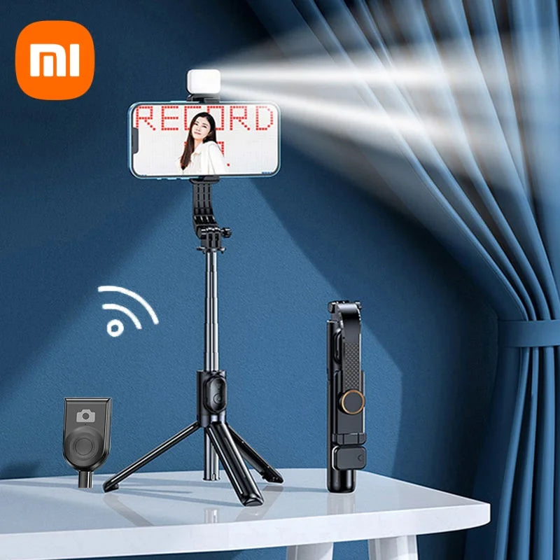 Xiaomi Wireless Selfie Stick Tripod with LED Light 360 Rotation Portable Mobile Phone Holder Stand Stabilizer Selfie Sticks