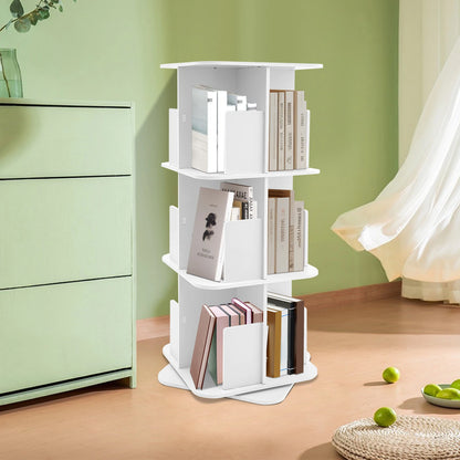 Good Stability 3 Tier Standing Bookcase 360° Rotating Bookshelf Space-Saving for Bedrooms/Living Rooms/Game Rooms Safe Baffle