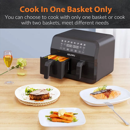 GELEIPU DL28 8 Quarts Air Fryer, 8 Cooking Presets, Dual Nonstick & Dishwasher-safe Basket, 5mins Auto Off, 1700W Power, Bake