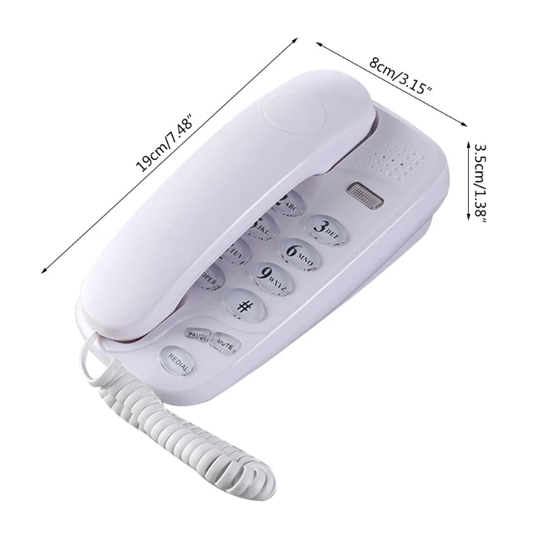 Corded Landline Telephone with Mute and Redial Functions Easy Install Wall Phone