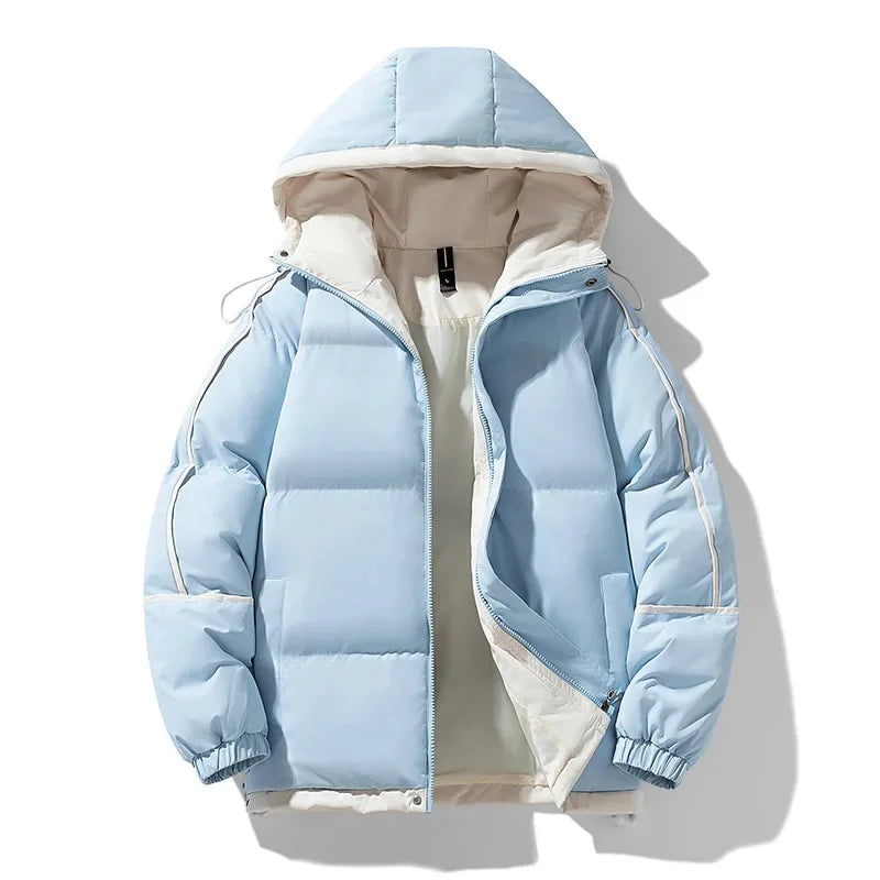 Winter New Men's Hooded Cotton Coat Trendy Loose-Fit Puffer Jacket Thickened Warm Down Cotton-Padded Jacket Casual Scene