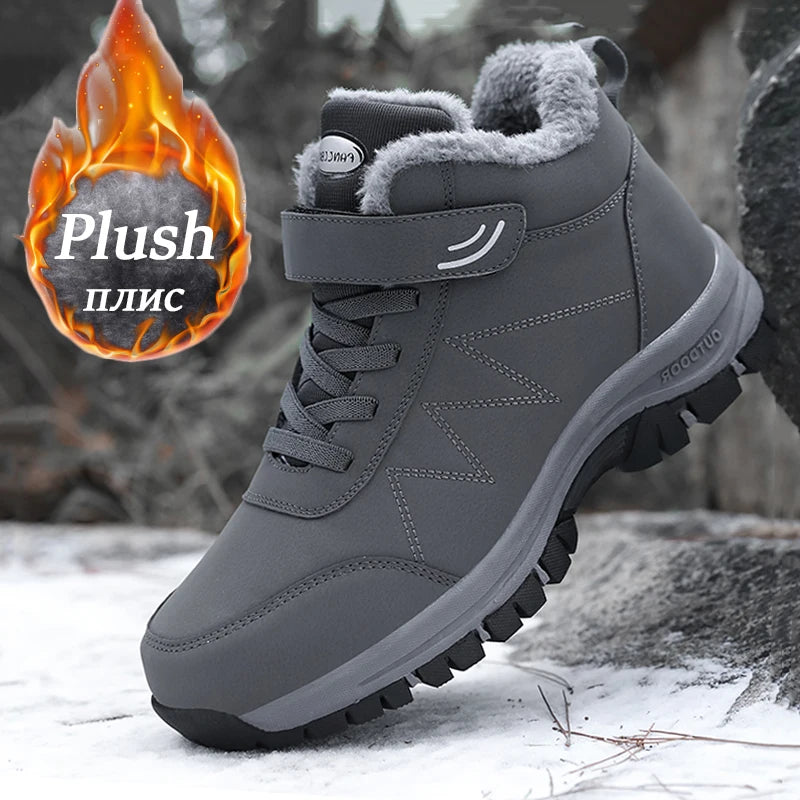 Winter Men Boots For Women Pu Leather Waterproof Sneakers Man Climbing Casual Shoes Unisex Outdoor Hiking Boots Fast Shipping