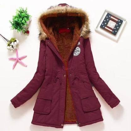 Casual All-Match Winter Jacket Women New In Coat Fleece Warm Elegant Multicolor Padded Jacket Slim Drawstring Outdoor Hooded Top