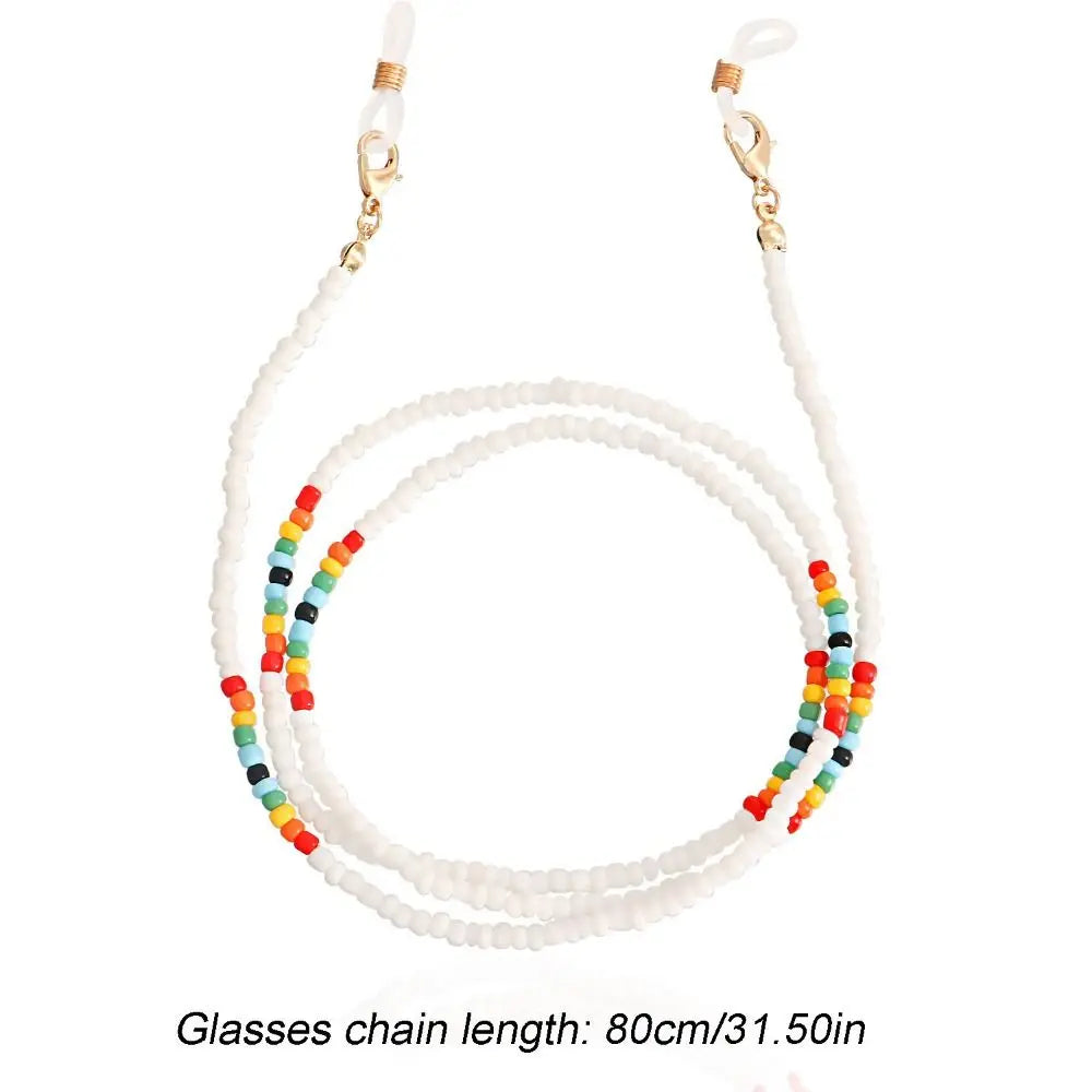 Sunglasses Masking Chains for Women Colorful Rice Beads Eyeglasses Accessories New Fashion Lanyard on Necklace