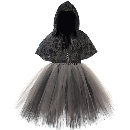 Halloween Grim Dresses Horror Death Cosplay Black Cloak Costume kids Girls Party Clothes Halloween Dress Demon Ghosts Costume