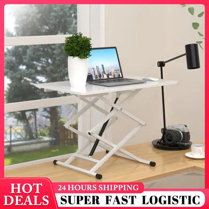 Mobile Lifting Table Computer Desk Height Adjustable Computer Desk PC Bed Table Portable Standing Desk Home Room Furniture HWC