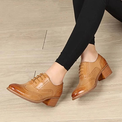 Women Thick Heels Brogues Oxford  Shoes Woman Round Toe Ladies Platform Oxfords Shoes New Ladies Office Pumps Brogues