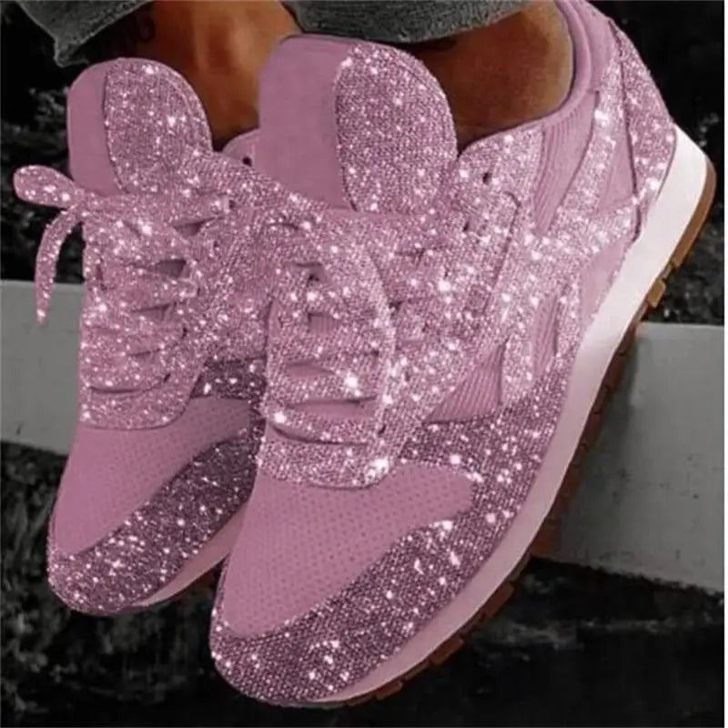 Women's Shoes Trend 2023 Sneakers Glitter Women Vulcanized Shoes Female Height Increase Chunky Sneaker Running Sparkling Shoes