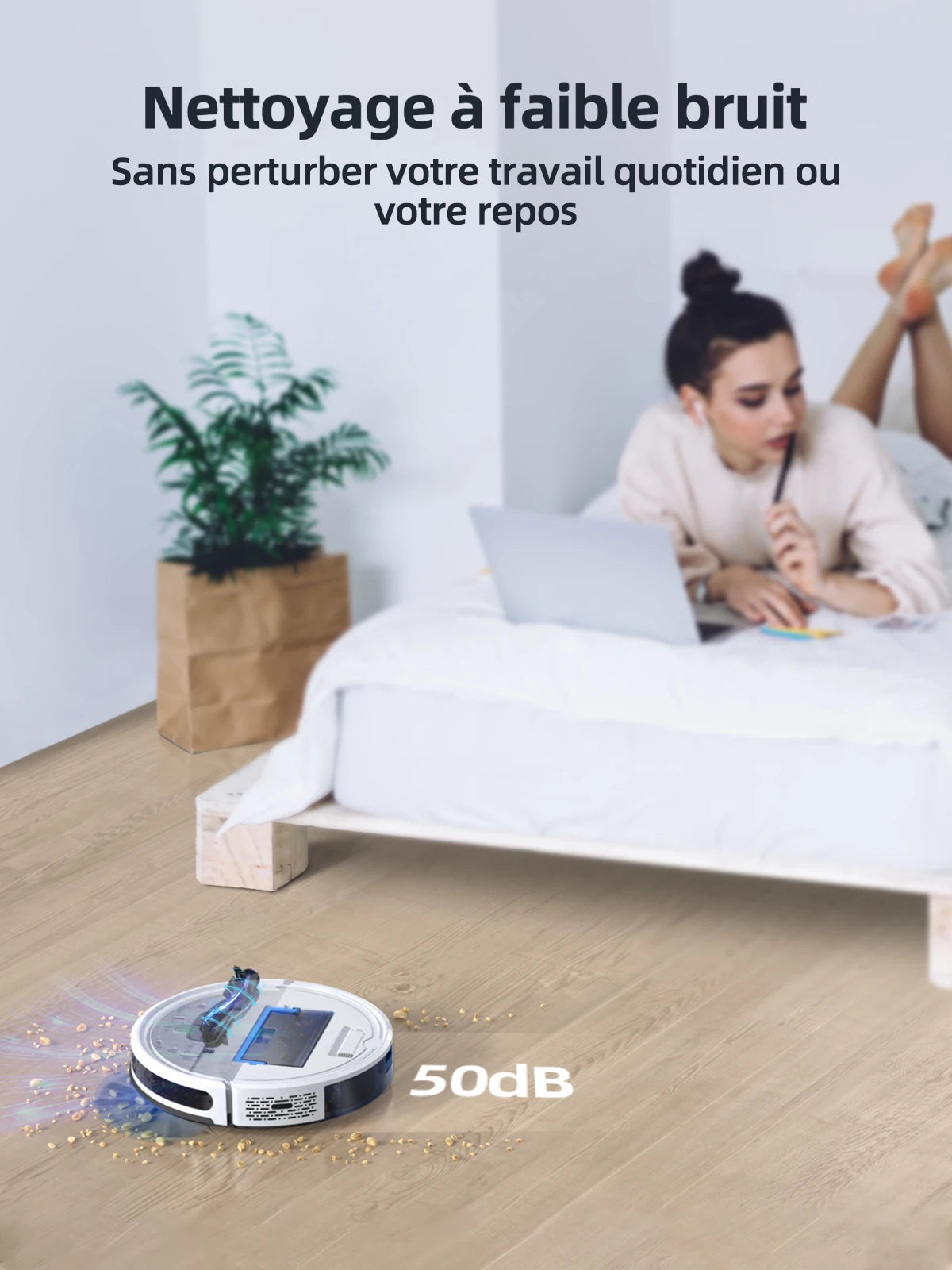 HONITURE Robot Vacuum Cleaner 4000Pa Smart Home Mop Sweeping & Dragging Integrated Self-Charging App&Remote&Voice Control