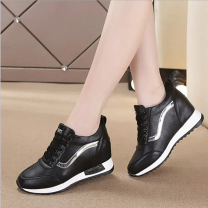 Inside Elevated Height Women's Shoes Korean Style White Shoes Autumn New Wedges Casual Sneakers Women Zapatos De Mujer 2024