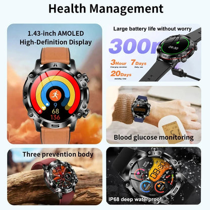 2024 AI Medical Diagnosis Smart Watch Bluetooth Call Blood Sugar Blood Lipid Uric Acid Monitor HRV ECG Smartwatch For Men Women