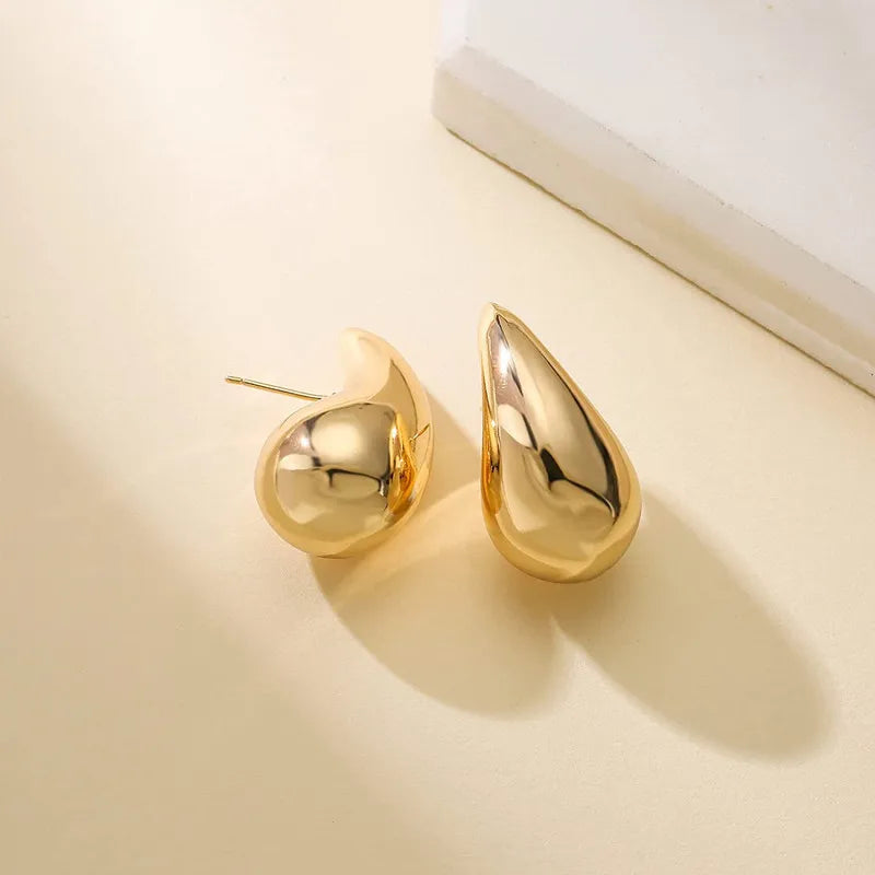 2023 New Water Drop Stainless Steel Stud Earrings For Women Teardrop Droplet Hollow Gold Color Waterproof Charm  Hypoallergenic