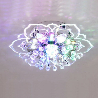 Creative LED Ceiling Light Crystal Flower Chandelier Bedroom Hallway Living Room Pendant Lamp Bedroom Kitchen Decoration Light