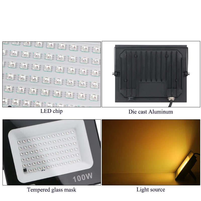 RGB LED Floodlight 100W 50W 30W AC 220V IP66 Waterproof Outdoor RGB Spotlight Flood Lights Wall lamp Landscape Lighting