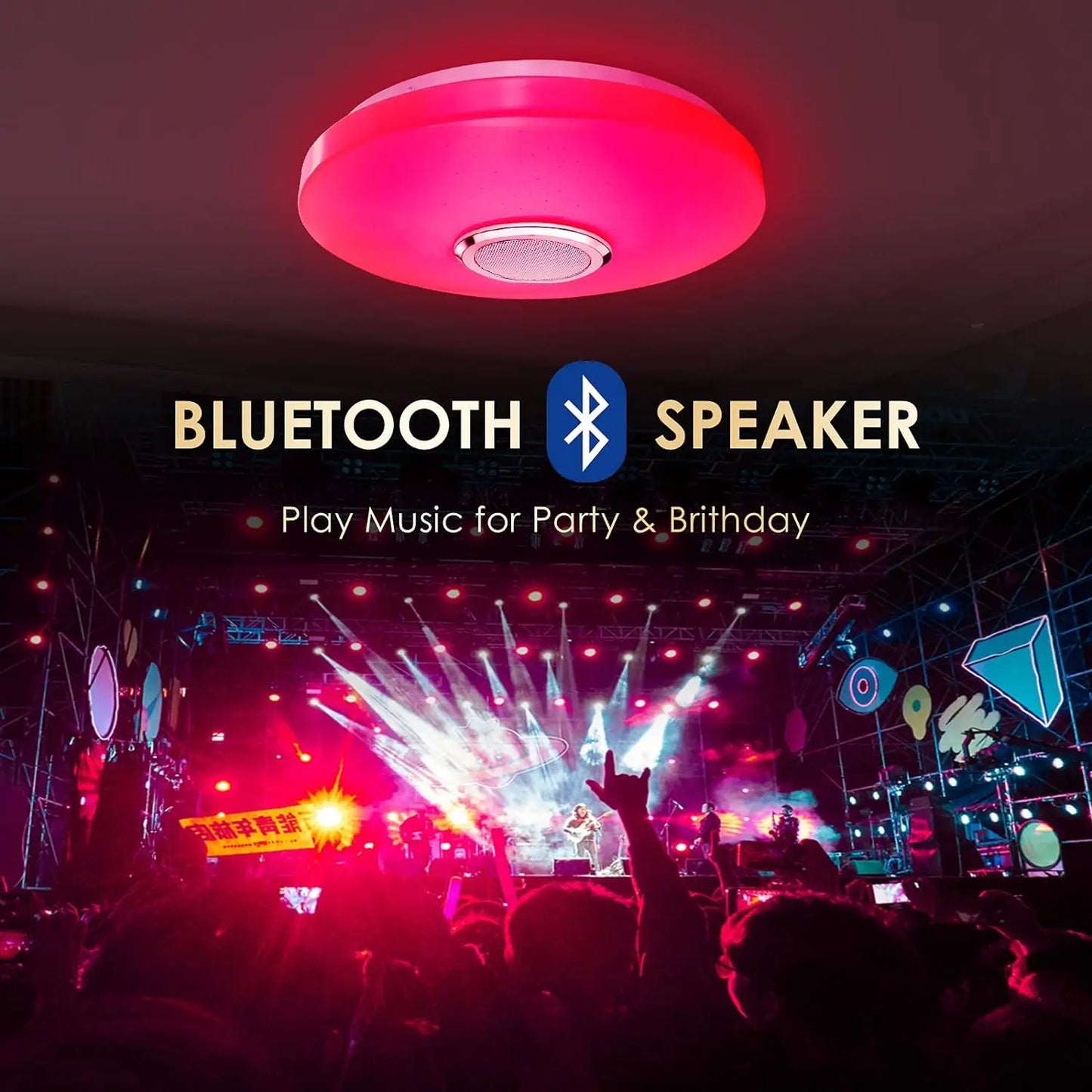 RGB Smart LED Ceiling Light Music Player Indoor Decor Lamp 220V Speaker APP Remote Control Bluetooth Dimming Bedroom Holiday