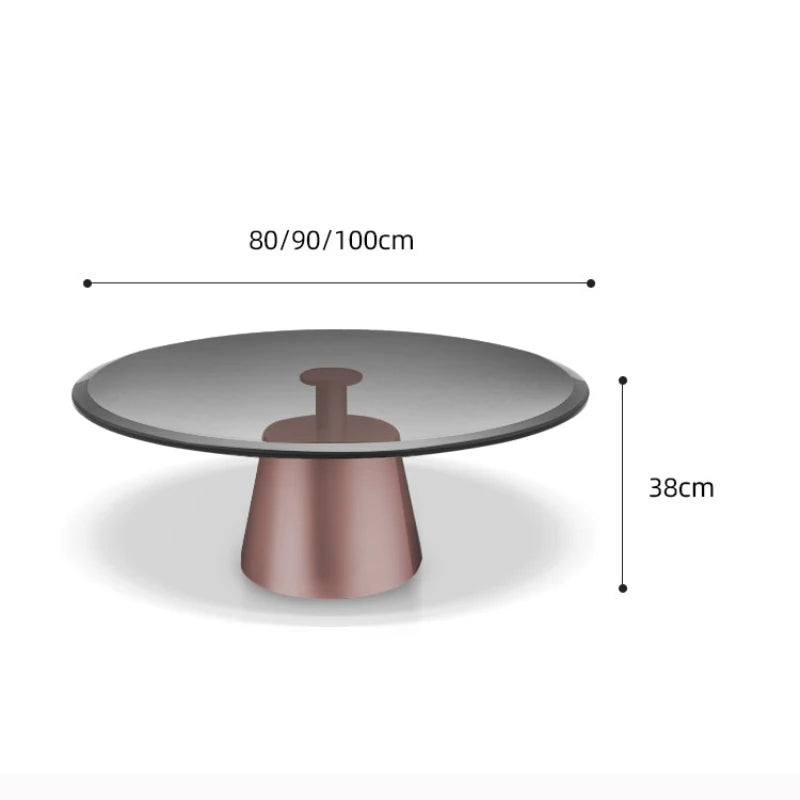 Light Luxury Round Tempered Glass Coffee Tables Home Small Apartment Rose Gold Corner Table Designer Living Room Side Table