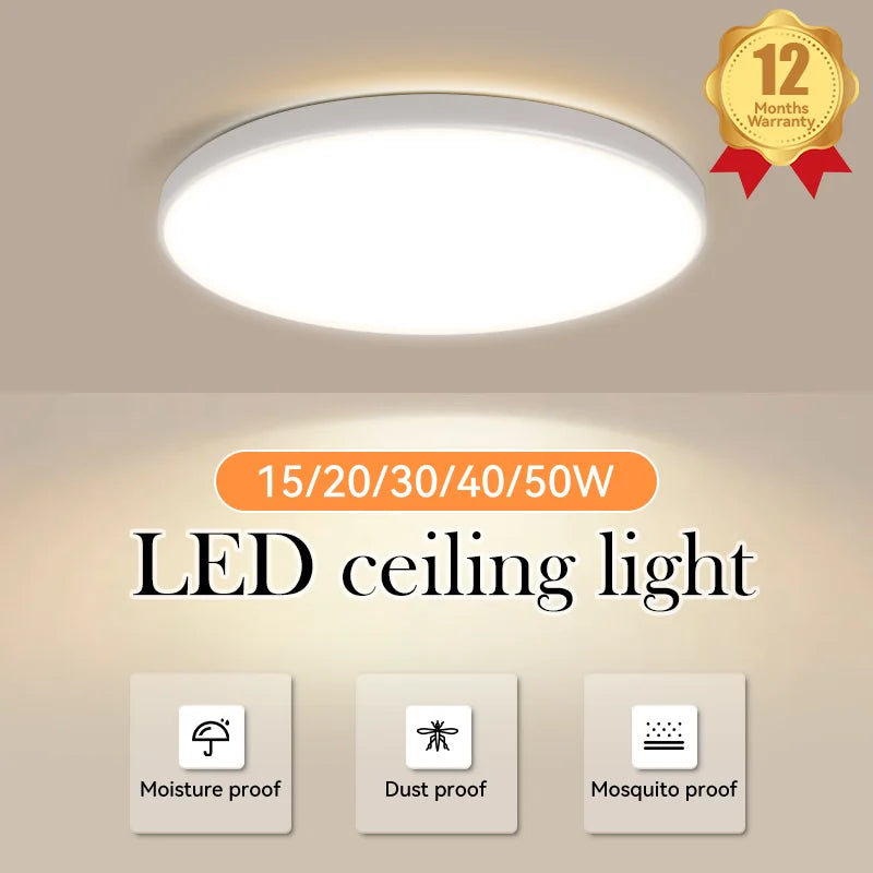 LED Ceiling Light 220V Ultra Thin Modern Ceiling Lamps for Living Room Bathroom Bedroom Kitchen Surface Mounted Ceiling Lighting