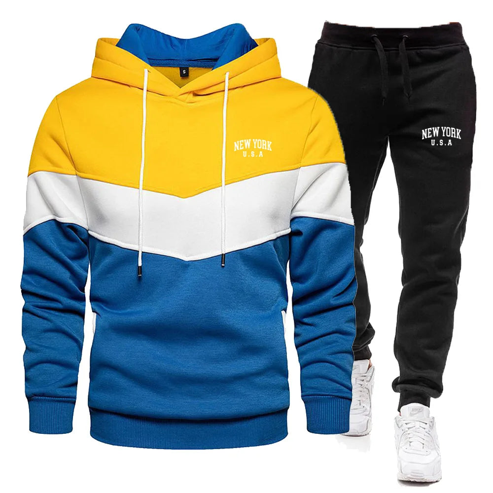 2024 New Men's Autumn/Winter Set New York City Hoodie Pants Casual Sportswear Men's Sportswear Brand Clothing