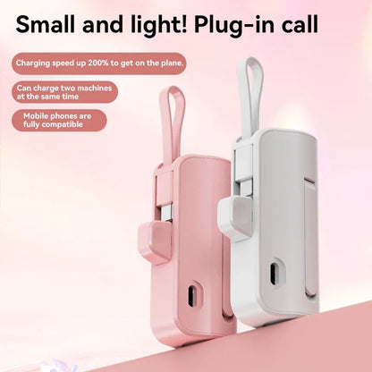 30000mAh Mini Power Bank 2 IN 1 Fast Mobile Phone Charger External Battery Power Bank Plug Play Type-C For iPhone Samsung Huawei