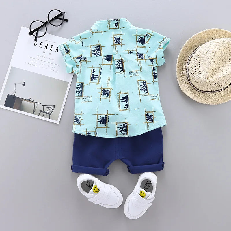 Summer newborn baby boy clothes outfits sets shirt+shorts suits for infant boys clothing baby 1 year birthday coats sets