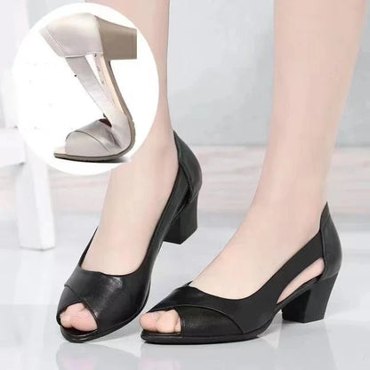 2024 High Quality Women's Shoes Peep Toe Women's Sandals Fashion Shallow Office and Career New Peep Toe Heeled Sandals Zapatos