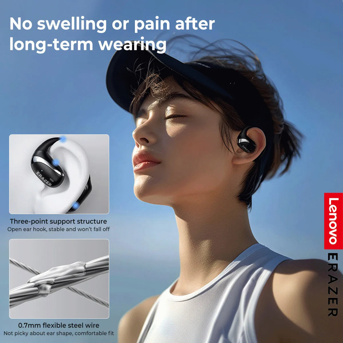 Lenovo ERAZER X9 Wireless Bluetooth Headphones with Mic Sports Waterproof Earphones with Noise Reduction Powerful Sound