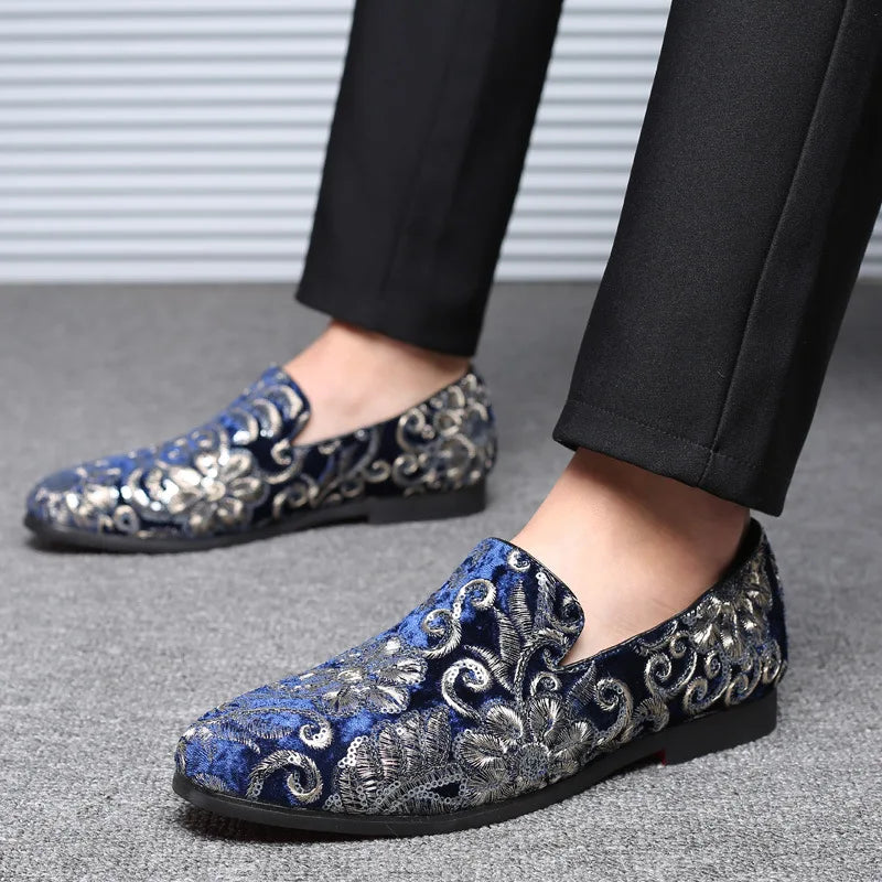 Designer Men's Dress Shoes Luxury Embroidery Men Loafers Italian Brand Wedding Shoes Fashion Party Shoes for Men Oxford Shoe New