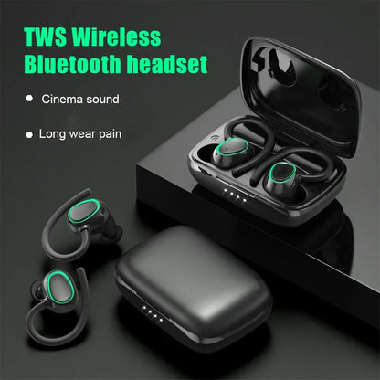 20 Hours Play time Hiking Waterproof Bluetooth-compatible Earphone Dual Wear Sport Wireless Headset  Ipx7 Stereo Earbuds