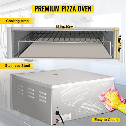 VEVOR Commercial Electric Pizza Oven 14" Single Deck Layer 220V 1300/2000W with Stone and Shelf Multipurpose Pizza Maker