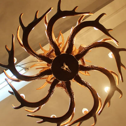 Retro Resin Antler Led Chandelier Restaurant Room Desks Loft Ceiling Pendant Lights Home Decoration Accessories Light Fixture