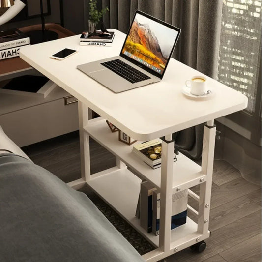 Simple Double-Layer Small Office Desk Adjustable Height Side Mobile Workbenchmobile Laptop Computer Standing Bedside Home Desk