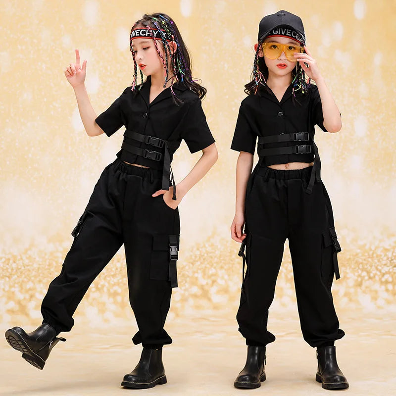 New Girls Clothing Sets Kids Short Sleeve Top+Pants Spring Teenage Girl Outfits Children Hip Hop Suit 4-6 8 10 12 14 16 Years