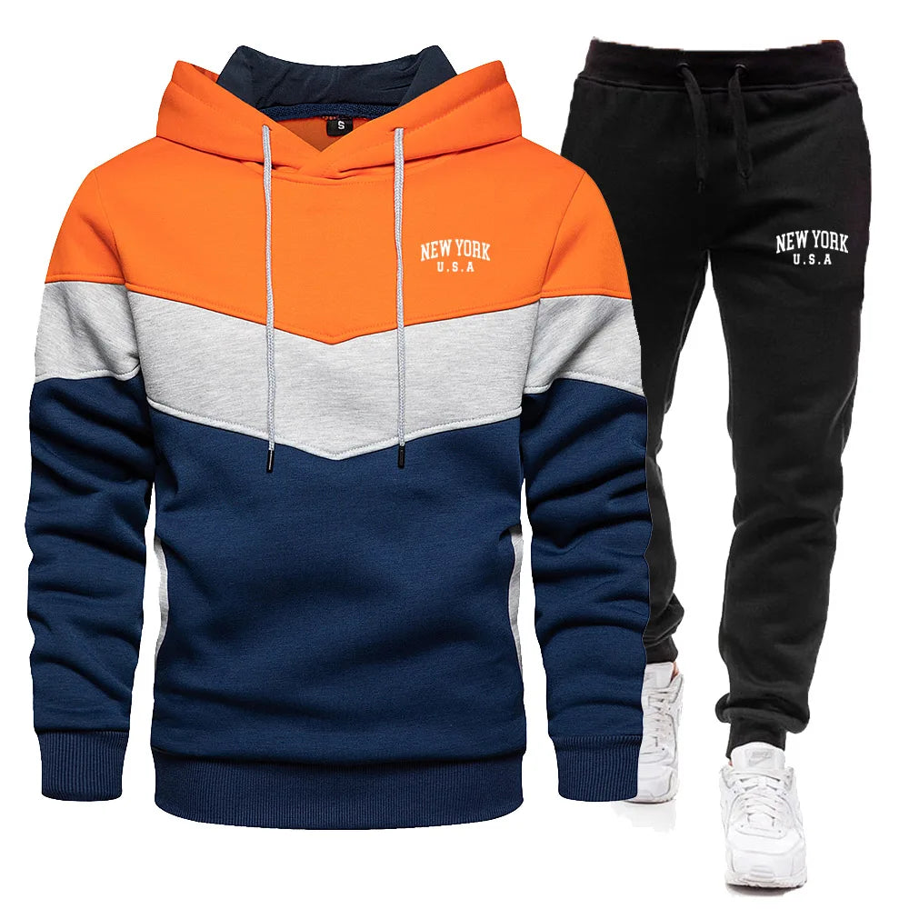 2024 New Men's Autumn/Winter Set New York City Hoodie Pants Casual Sportswear Men's Sportswear Brand Clothing