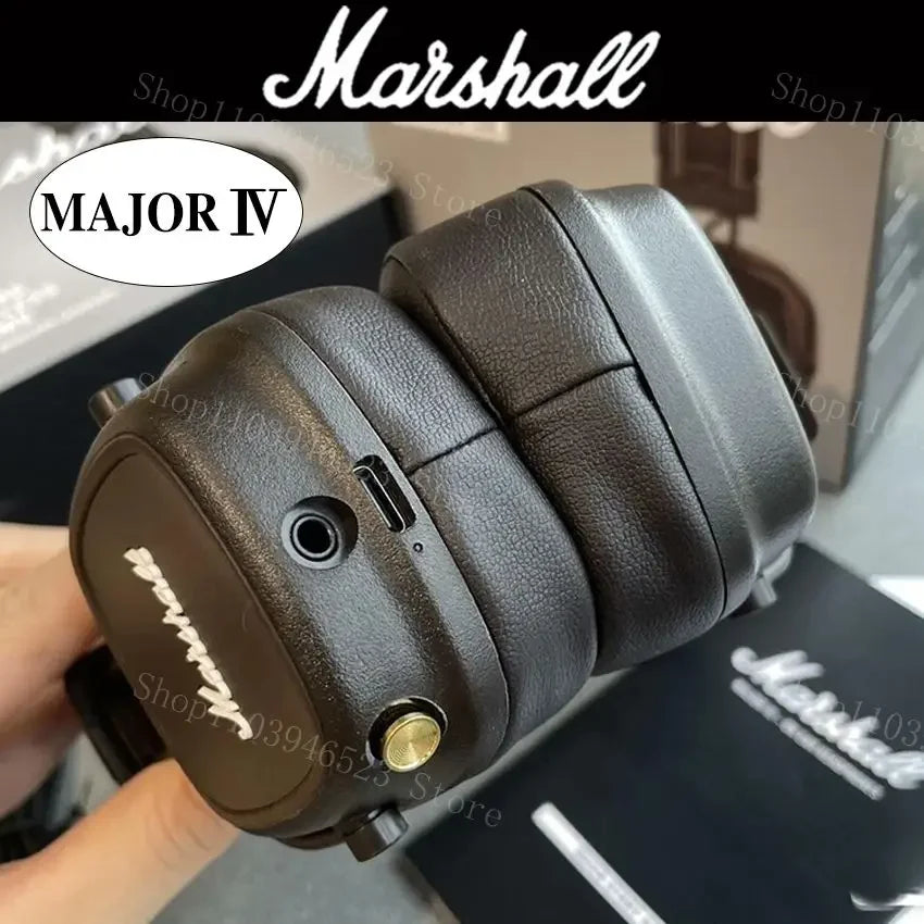 Marshall Major IV 4 Wireless Bluetooth Headphones with Deep Bass Foldable Pop Rock Retro Music Microphone Headset