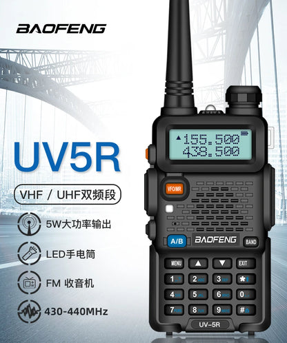 Walkie Talkie Baofeng UV-5R UHF/VHF 1800mAh Two Way Radio 5W Portable Ham CB Radio Transiver UV 5R For Hunting Walkie-Talkie