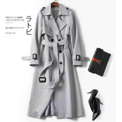 Women's Medium-Length Spring-Autumn 2024 New Korean Style Plus Size Petite Fashionable British Style Overcoat Jacket