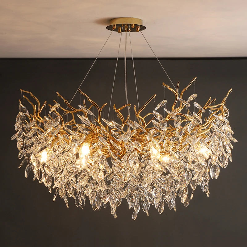 Luxury Crystal Chandeliers Home Decoration Villa Living Dining Room Ceiling Pendant Lamps Indoor Hanging Lights Lighting Fixture