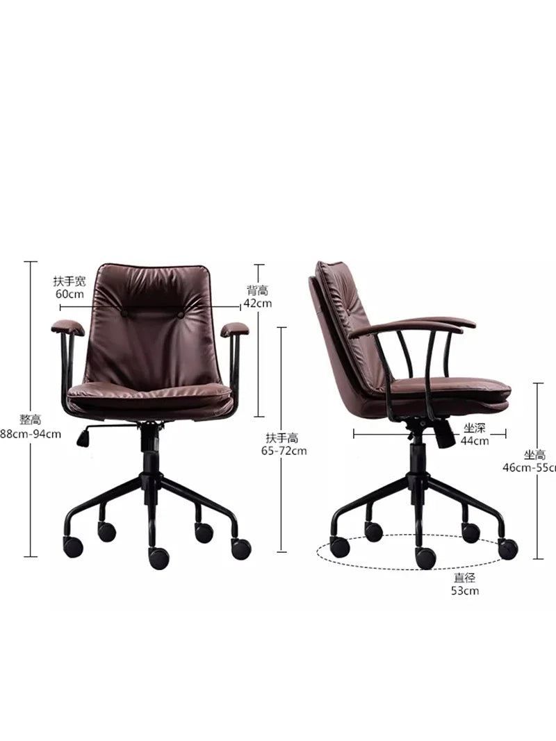 Designer Luxury Office Chair Leather Swivel Comfortable Office Chair Vanity Dinning Study Silla Escritorio Office Furniture Wall