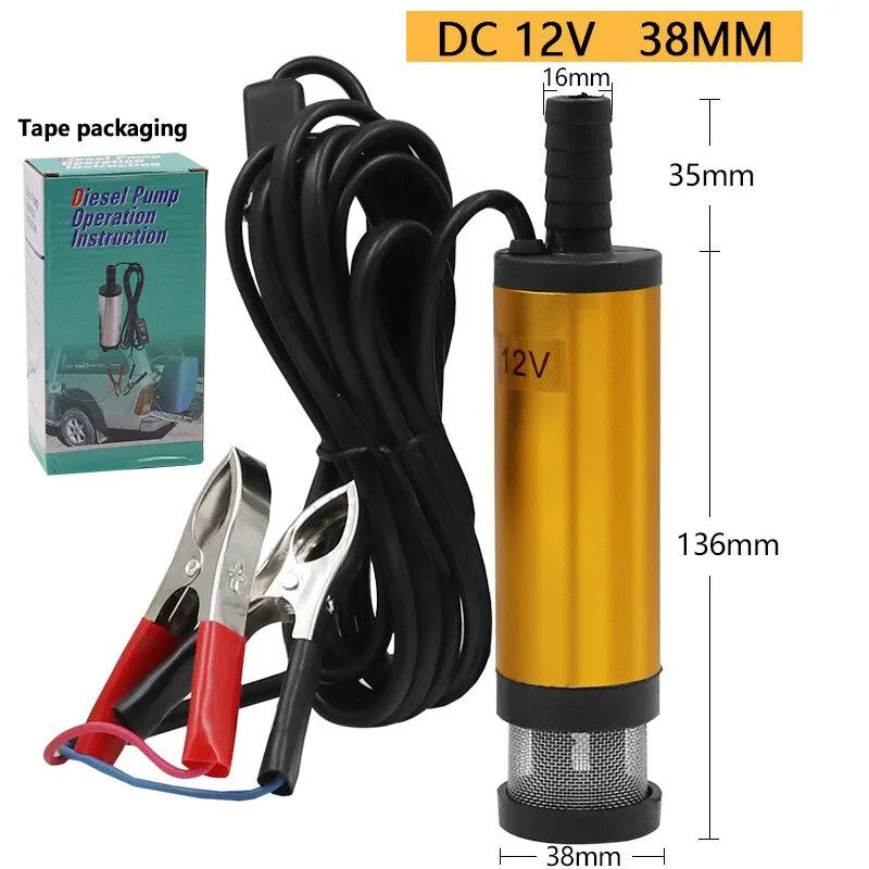 Portable Mini 12V 24V DC Electric Submersible Pump For Pumping Diesel Oil Water Aluminum Alloy Shell 12L/min Fuel Transfer Pump