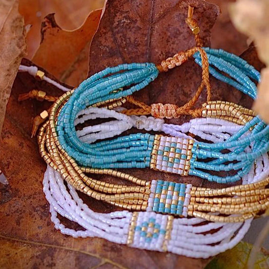 ZMZY New Cross Eye Charm Bohemian Ethnic Style Miyuki Seed Beads Handmade Beaded Geometric Bracelet Women